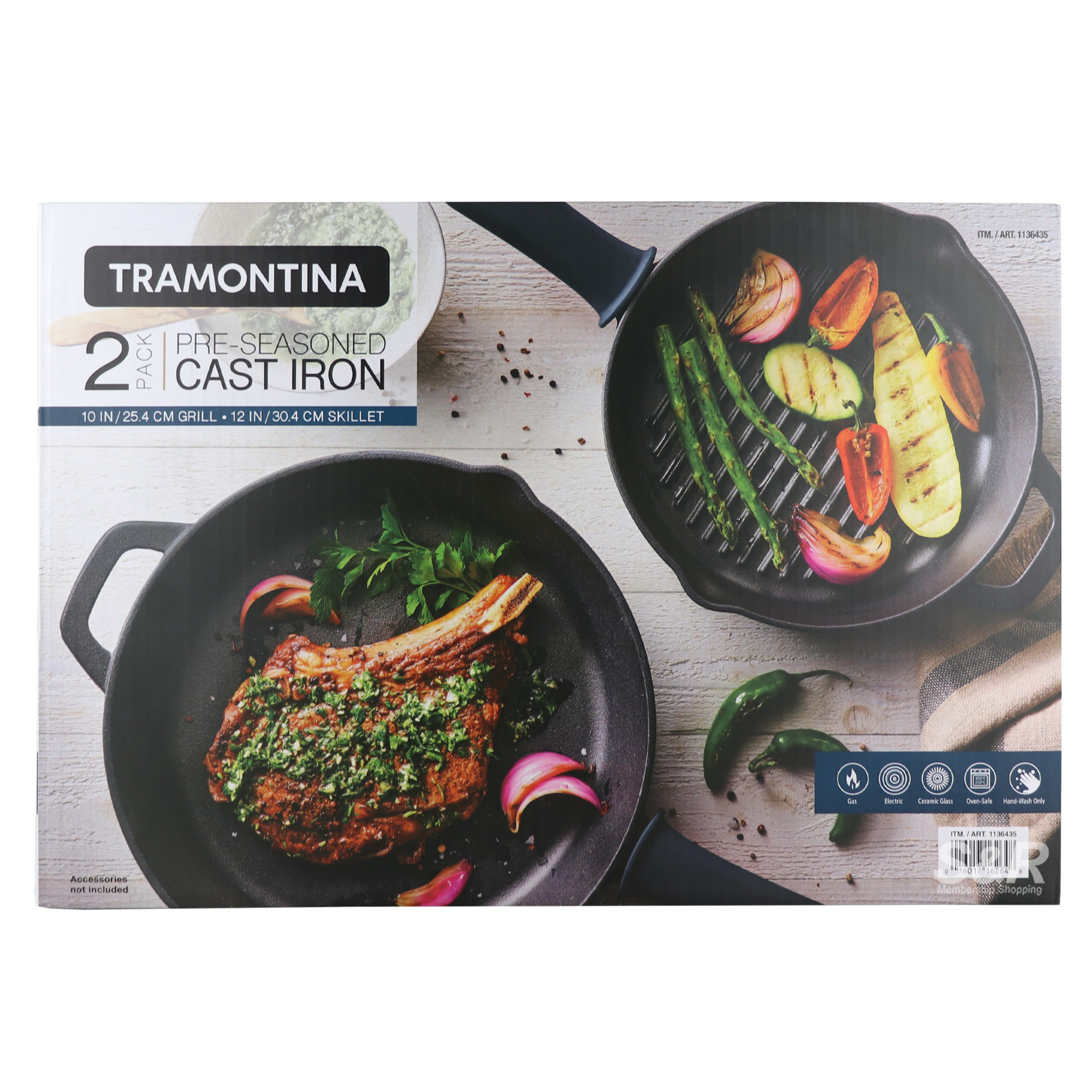 Tramontina Pre-Seasoned Cast Iron Grill & Skillet Set 2pcs